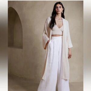 BANANA REPUBLIC Jasmine 100% Org Cotton Duster Cardigan, Cream Size XS/S NWOT